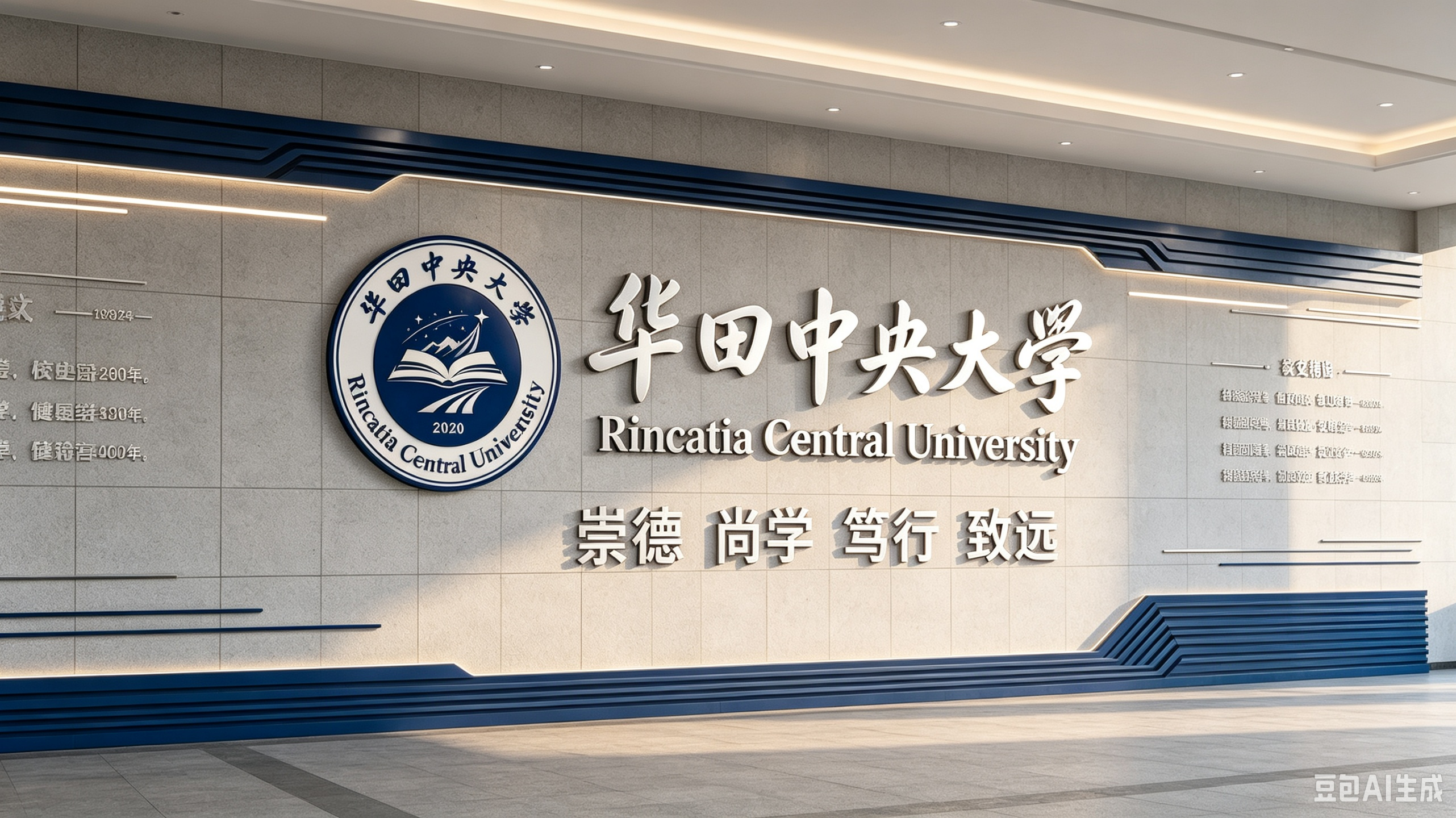 华田中央大学校名文化墙